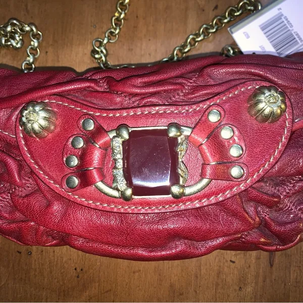 Retro Juicy Couture Dark Red Patent Leather Juicy Couture Long Chain Purse NWT - Image 8