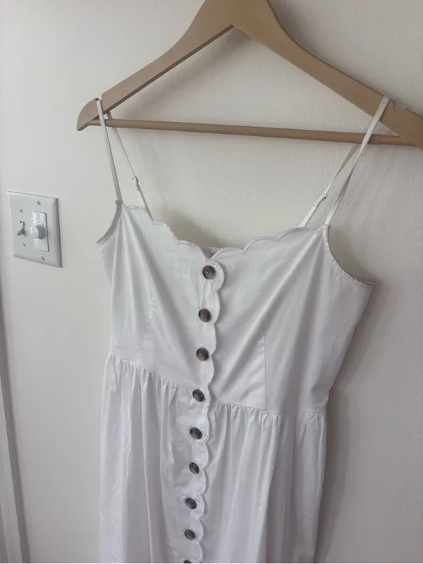 J.Crew White Cotton Scalloped Button Front Midi Dress Size 4 - Image 8