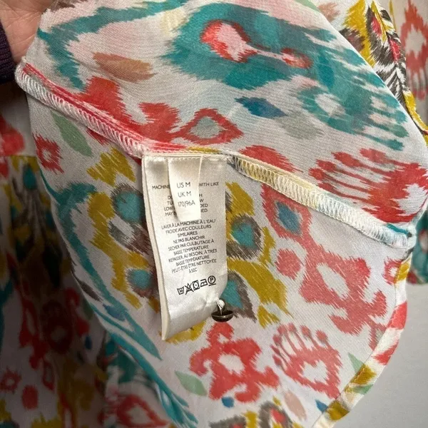 Anthropologie Maureen Babydoll Tunic Blouse Sheer Multicolor Floral Paisley M - Image 8