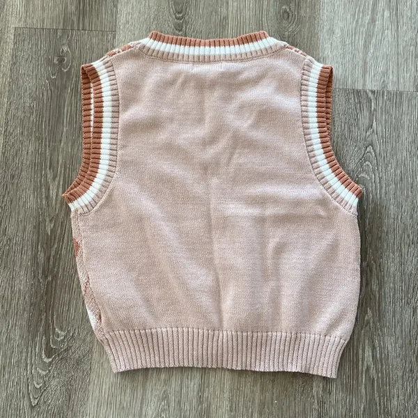 Urban Outfitters Y2k 2000s preppy Argyle academia sweater vest brown tan neutral medium new nwt - Image 8