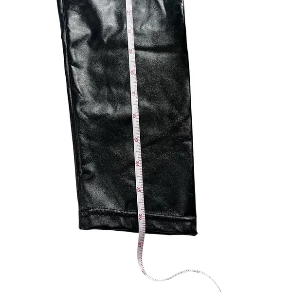 Hot Kiss Women's Black Faux Leather Pants Size L Mid Rise Skinny Pull On Stretch Leggings - Image 7
