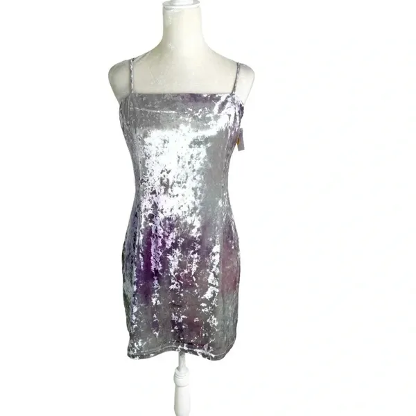 NWT Lulus Whatever Forever Tie Dye Crushed Velvet Bodycon Dress Lavender Size M - Image 5