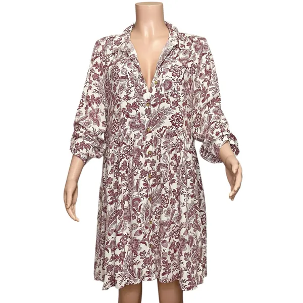 SÉZANE Leana Mini Dress, Ghalia Ecru Print, FR42/US10 - Image 5