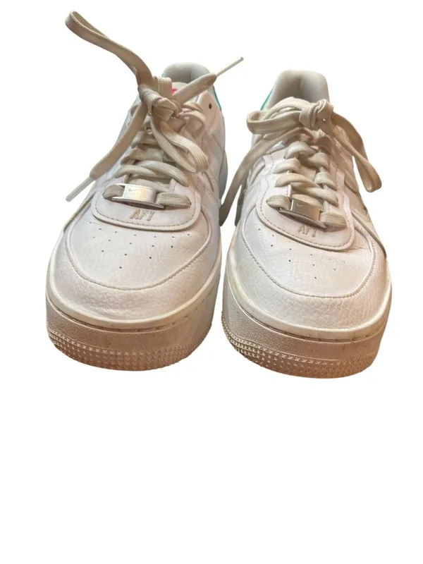 Nike Air Force 1 wms white green platform leather LT sneakers sz 8.5 SKU 10-335 - Image 11
