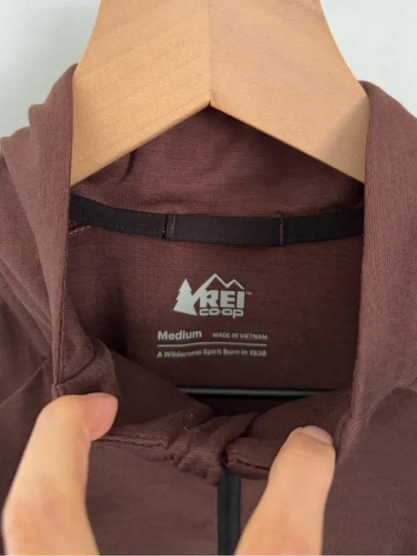 Rei Coop Medium Light Brown Long Sleeve 1/4 Zip Base Layer Outdoor Hike - Image 3