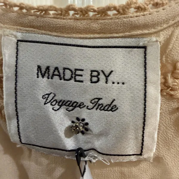Beige Embroidered Women's Top Tan Size L - Image 3