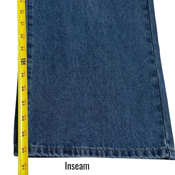 NEW Edikted Mid Rise Wide Leg Distressed Jeans‎ Color Indigo Blue Raw Washed M - Image 12