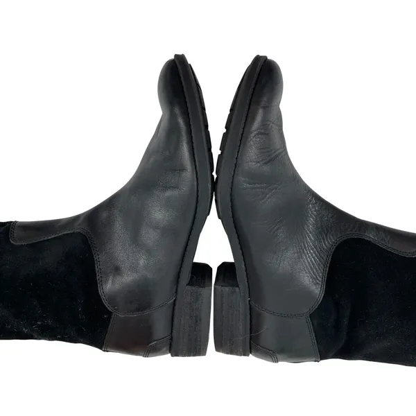 Sam Edelman‎ Black Leather Suede Knee High Boots Size 8M Side Zip - Image 5
