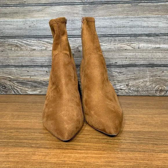 Express Heeled Ankle Booties Womens‎ Size 10 Block Heel Pointed Toe Tan Brown - Image 2