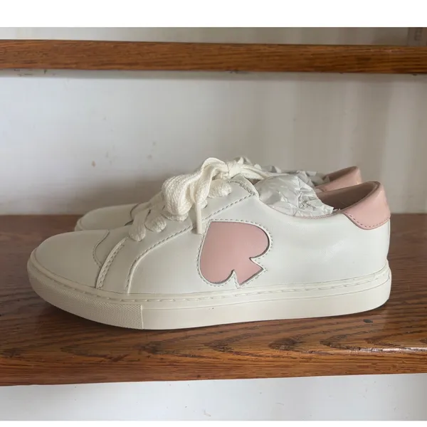 Kate Spade Fez Sneakers White Rose‎ Smoke Leather Low Top K6849 Womens 6.5 B - Image 2