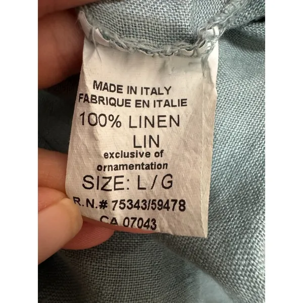 Bellambra Made in Italy Linen Sequin Trim Top Sage Green Relaxed L Large - Image 4