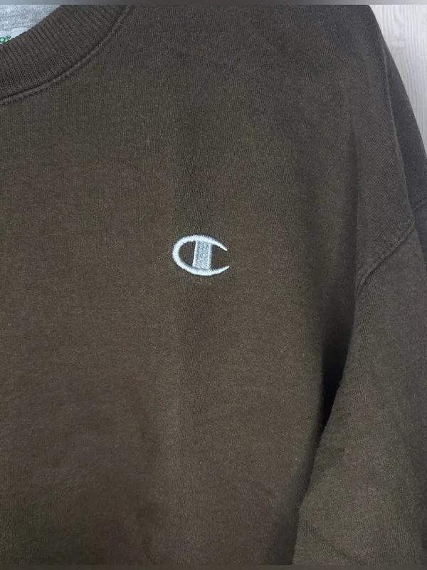 CHAMPION Eco Fleece Dark Brown Embroidered C Logo Crewneck Pullover - Image 5