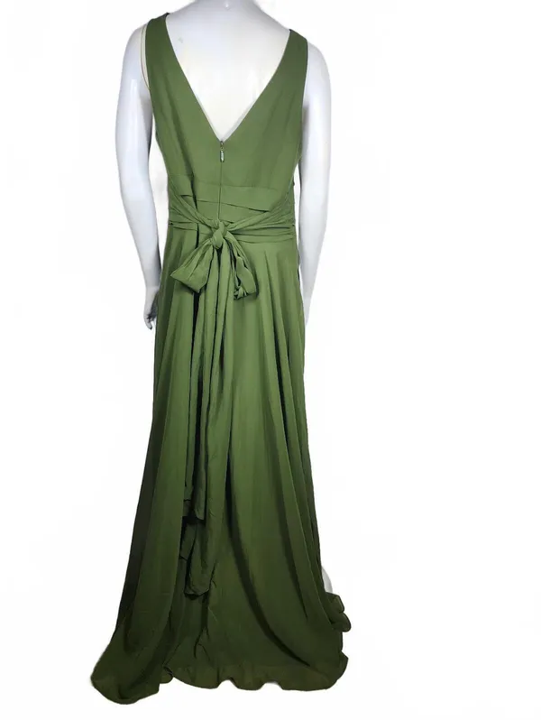 NWT Azazie Bianca Olive Green Sleeveless Maxi Slit Dress Size A12 - Image 5