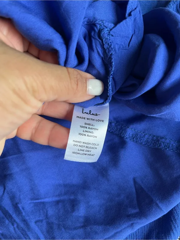 Lulus Troulos Royal Blue Lace Up Midi Dress Size M NWT Open Back Rayon - Image 8