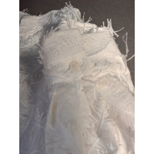 Zara Womens Button Up Shirt XL White Feather Eyelash Fringe Boho Ethereal Bridal - Image 4
