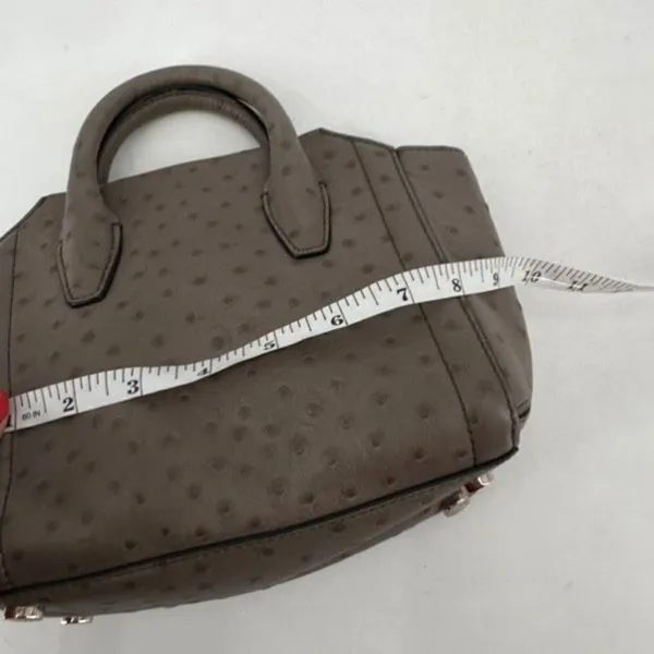 NWT‎ Diane Von Furstenberg Embossed Ostrich Mushroom Satchel Stella mini Bag - Image 5