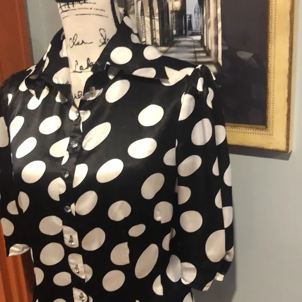 Wet Seal Polka-Dot Button-Down Blouse (L) - Image 4