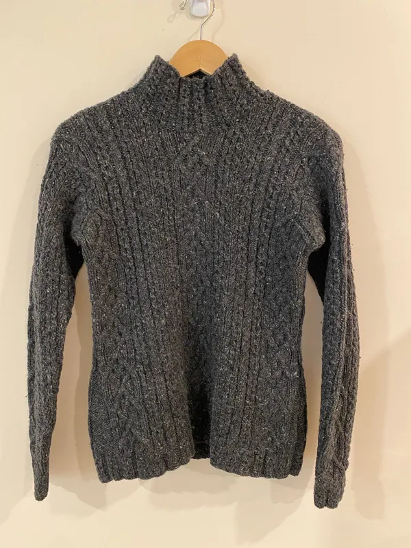 Lauren Ralph Lauren Hand Knit Gray Wool & Silk Sweater M Cottagecore Preppy - Image 2