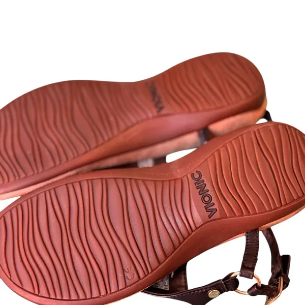 Vionic Kirra Black Leather Orthotic Ring Detail Comfort Thong Sandals Size 6 EUC - Image 8