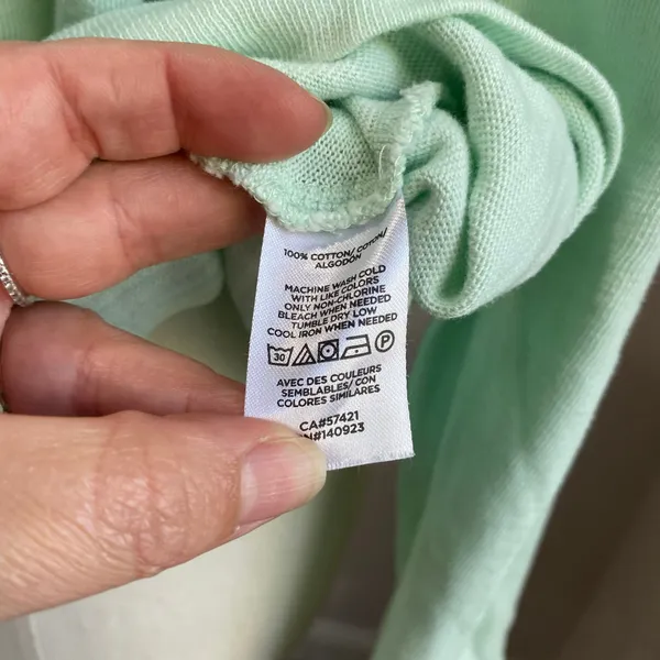 Loft Causal Mint Green‎ Pullover Hoodie 100% Knit Cotton Size Large - Image 6