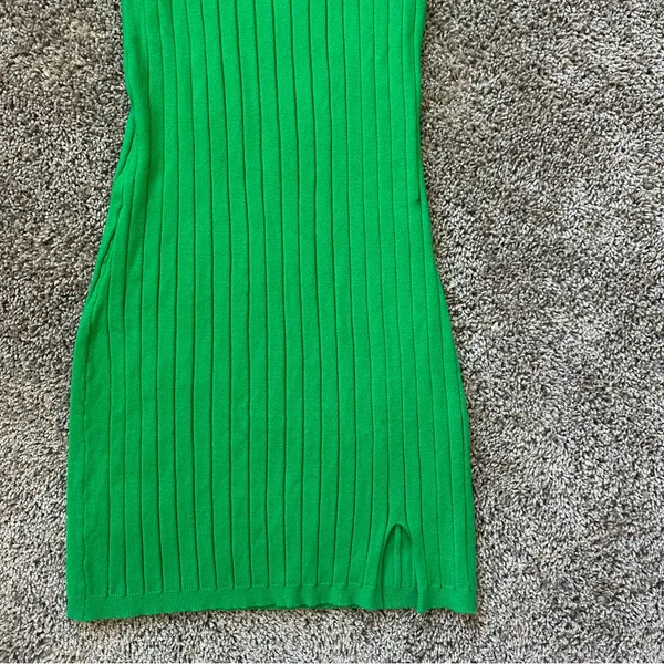 Papermoon Sleeveless Ribbed Mock Neck Dress in Green - Image 3