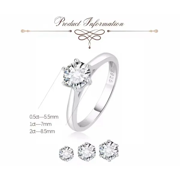 Boutique 1ct Solitaire Platinum Simulated Diamond Engagement Wedding Ring,‎ Size 6 NEW - Image 11