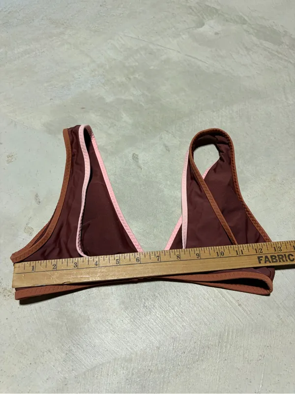 Aerie scoop Triangle swim top bikini with Pink Trim small - Image 5