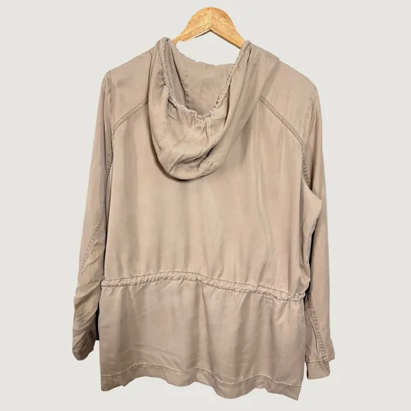 Michael Kors Womens Tan Lyocell Hooded‎ Anorak Jacket Drawstring Waist Large - Image 2