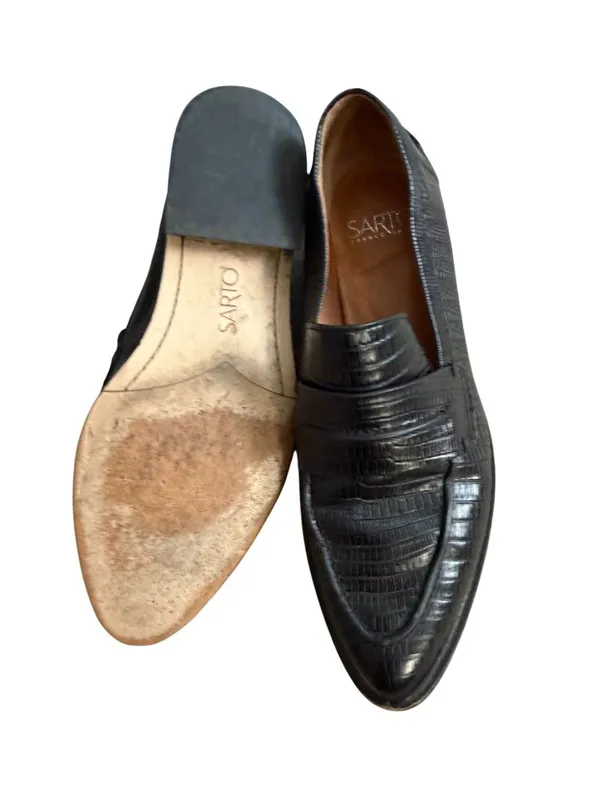 FRANCO SARTO Black Leather Loafers Size US 8 - Image 6