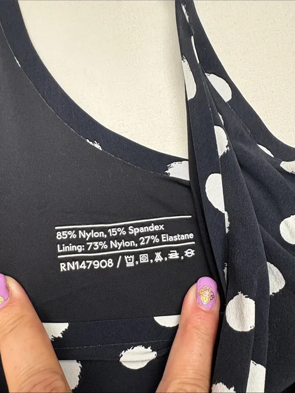 Outdoor Voices size XS Black Tank dress White Polka Dots athletic cute - Image 4