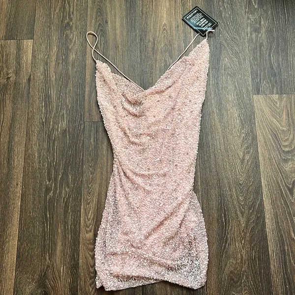 Retrofete Sequin Beaded Pink Dress - Image 2