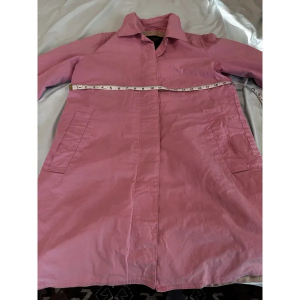 Coach Bubble Gum Pink Sz: L Single Breast Button Trench Coat. Lined w/ Logo - Image 3