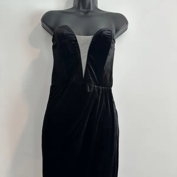 LULUS My Dream Come True Black Velvet Strapless Maxi Dress Size Small Plunge Nec - Image 3