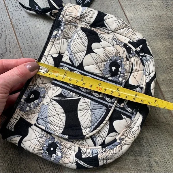 Vera Bradley Retired Camillia Saddle Crossbody Bag Purse Black Grey Floral - Image 10
