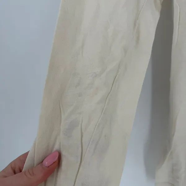 Lauren Ralph‎ Lauren Henley Top Women M Cream Roll Tab Sleeve Coastal Minimalist - Image 8