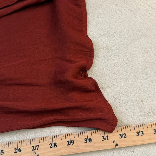 Zara Terracotta Orange Flowy Wide Leg Silky Satin Stretchy Pants Size Medium - Image 8
