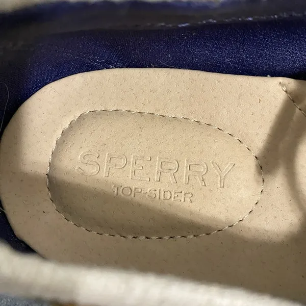 Sperry Women's Topsiders Women's 8M Blue Leather/Linen Canvas Close Toe Shoes - Image 11