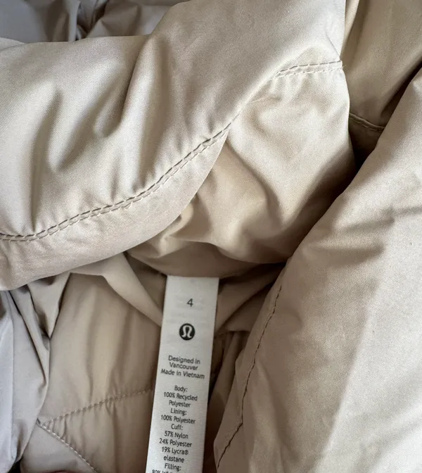Lululemon Tan Puffer Coat Cropped - Image 5