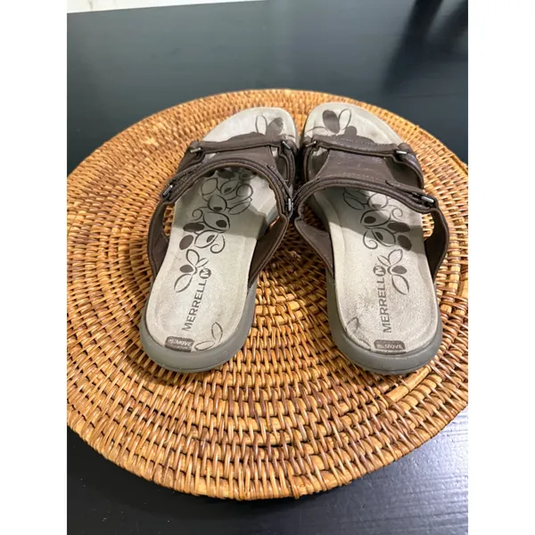 Merrell Bracken Brown Leather Slide Sandals Womens 7 J62322 Outdoor Comfort - Image 3