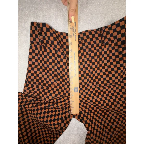 Anthropologie Maeve Colette Pants Rust Black Checkerboard Cropped Wide Leg 27 - Image 10