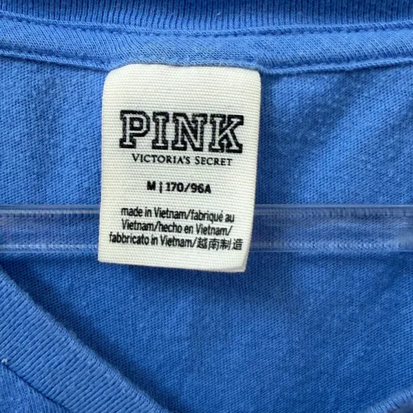 Pink Victorias Secret Sequin Logo Varsity Tee Size Medium Casual Retro Style - Image 2