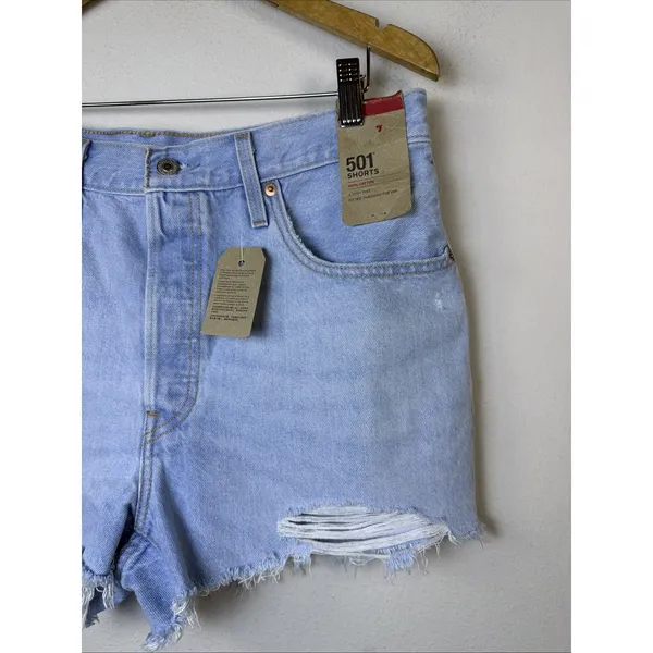 Levi's Levi Strauss 501 Shorts High Rise Tattered Distressed 32 womens large NWT - Image 3