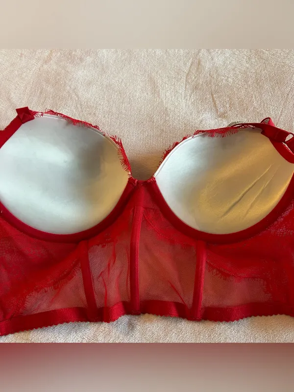 Victoria’s Secret Very Sexy Push-up corset bra 34DD rhinestone floral lace - Image 6