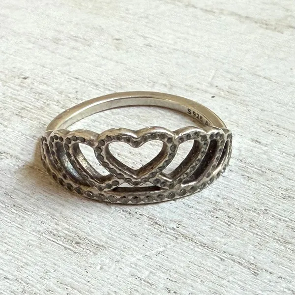 Pandora Sterling Silver Hearts Tiara Ring S925 ALE - Image 9