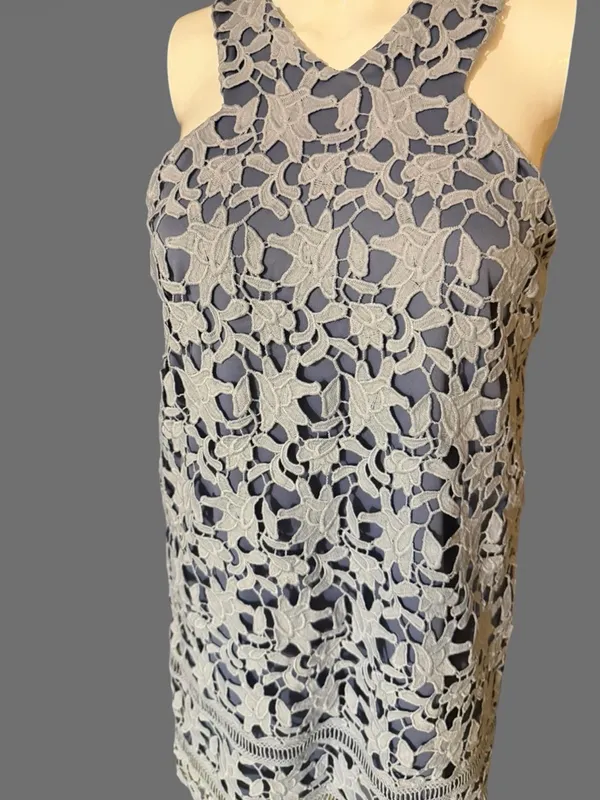 GBX Light Blue Floral Lace Sleeveless Mini Dress - Image 2