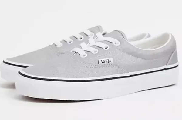 Vans Era Glitter Low Top Lace-up Sneakers - Silver/White - Men's 7 / Women's 8.5 - Image 2