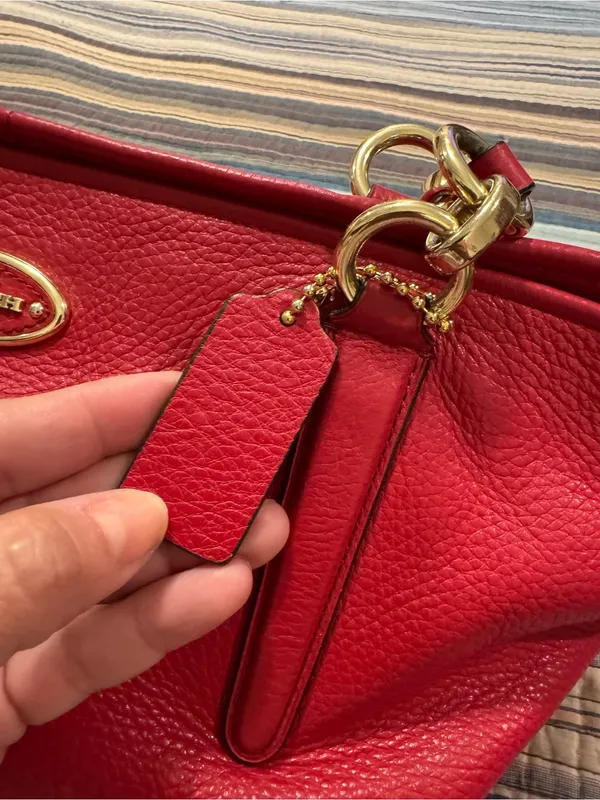 Coach Ellis Tote 33961 Red Pebbled Leather Gold Hardware - Image 13