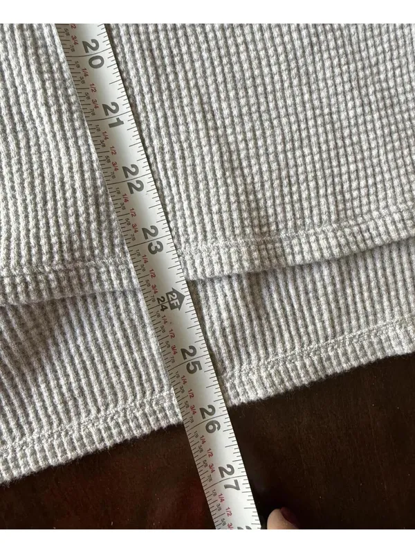 OFFLINE by Aerie Gray Ribbed Henley Long Sleeve Top XS Petite - Image 6