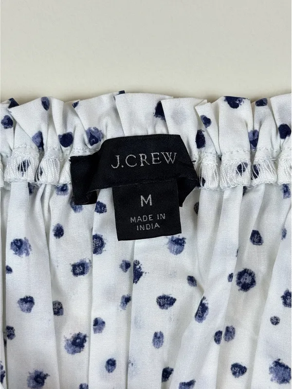 J.Crew Cinched-Waist Cotton Poplin Tank Top Blue Dot Smocked Crop M - Image 2
