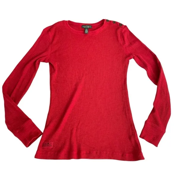 Lauren Ralph Lauren Womens Blouse Red Long Sleeve size S - Image 7